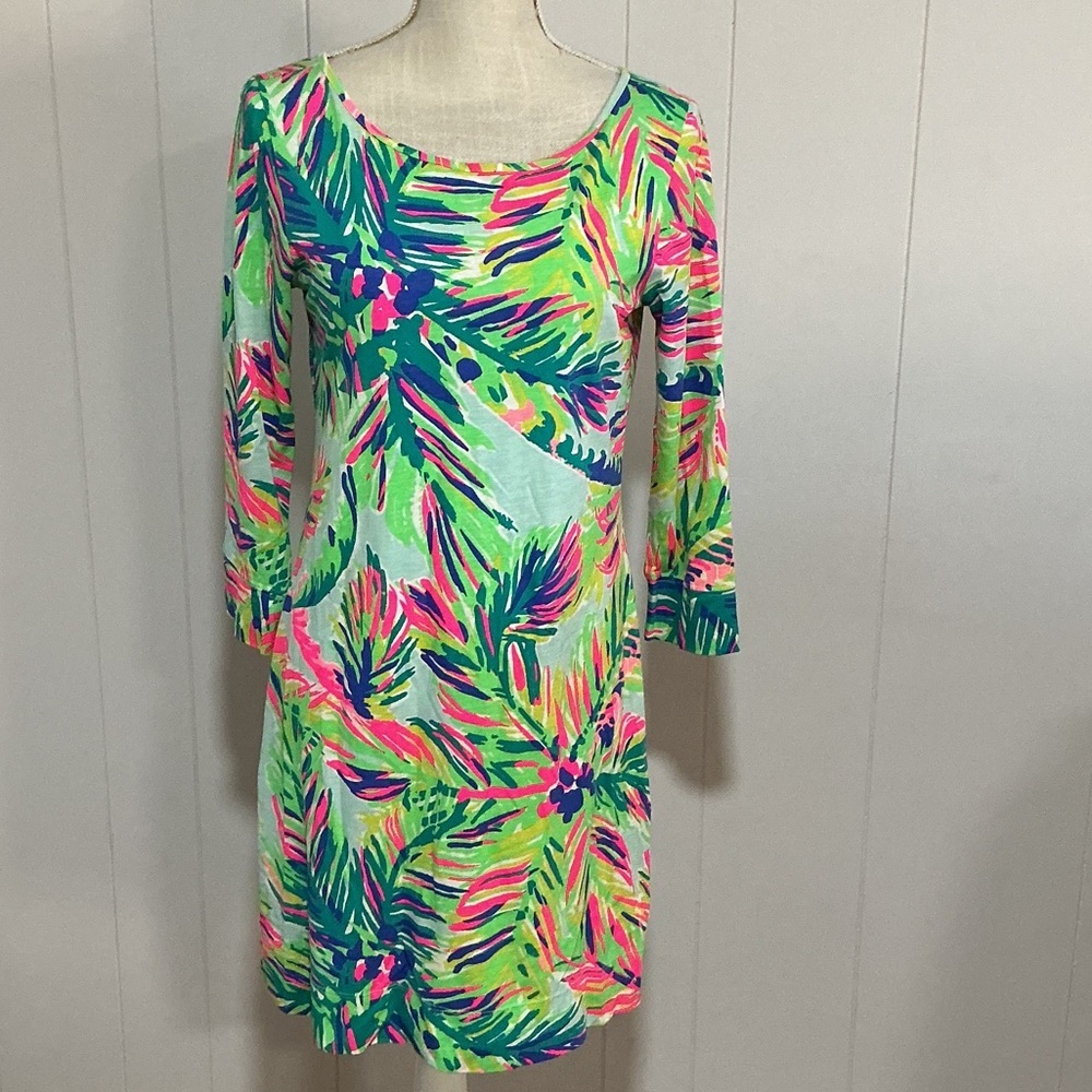 Lilly Pulitzer Colorful Leaf Print Midi Dress